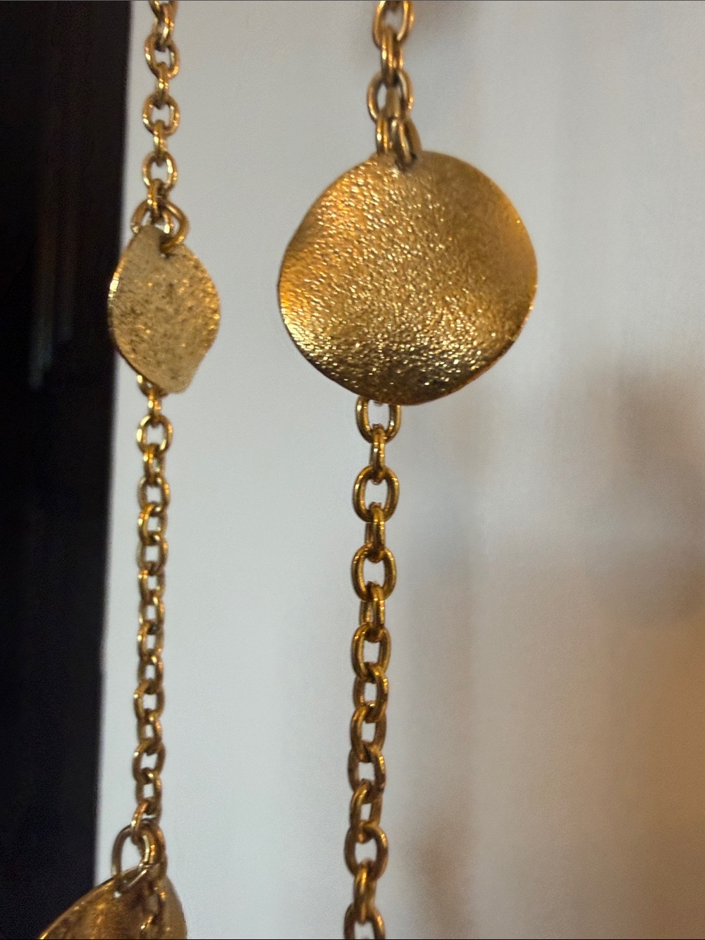 Gold Textured Disc Pendant Necklace - Women Jewelry